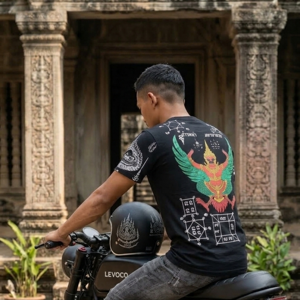Muay Thai Garuda Tattoo Vibrant Mythical Design T Shirt Men's Large And XL